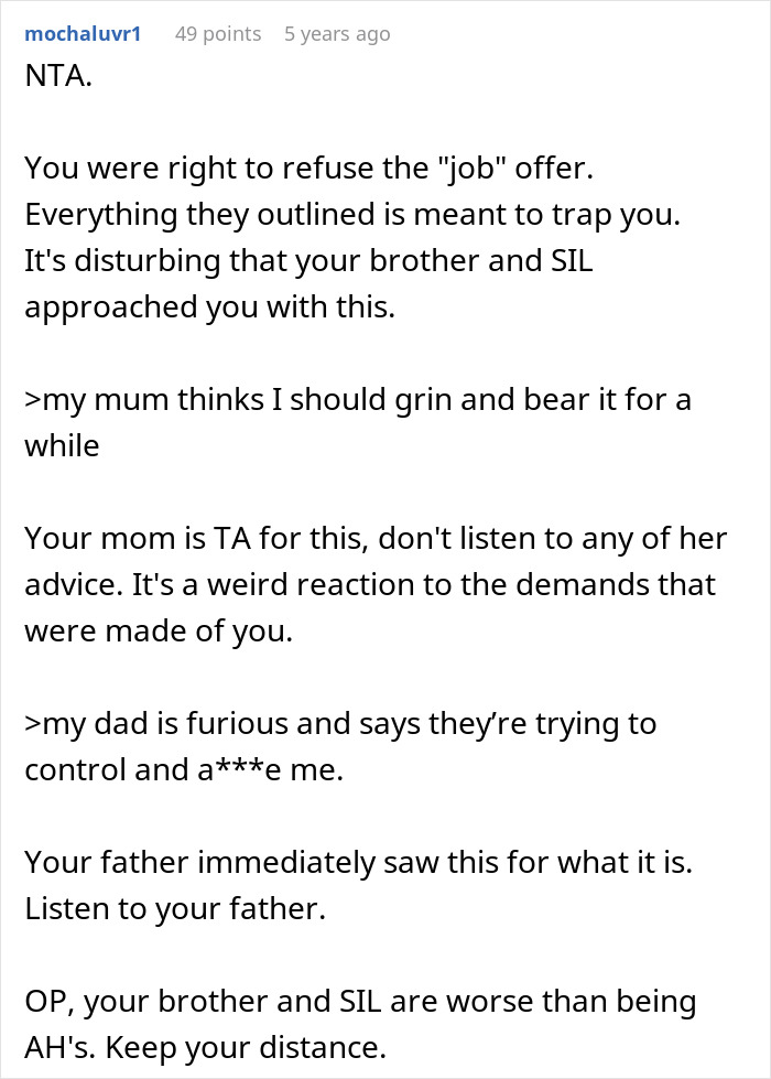 Woman Tells Brother To Go To Hell After His Live-In Nanny Job Offer Comes With Ridiculous Demands