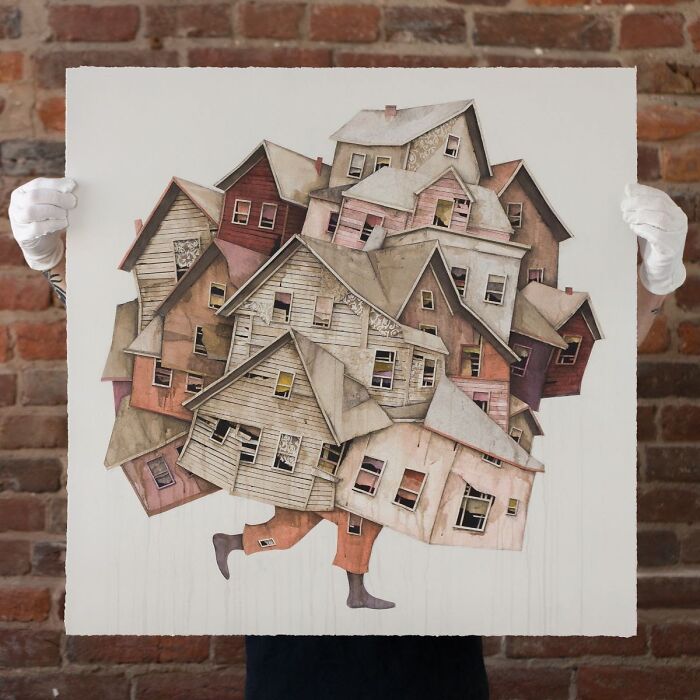 Artist Uses Cardboard And Texture To Capture The Fragility Of Architecture (20 Pics)
