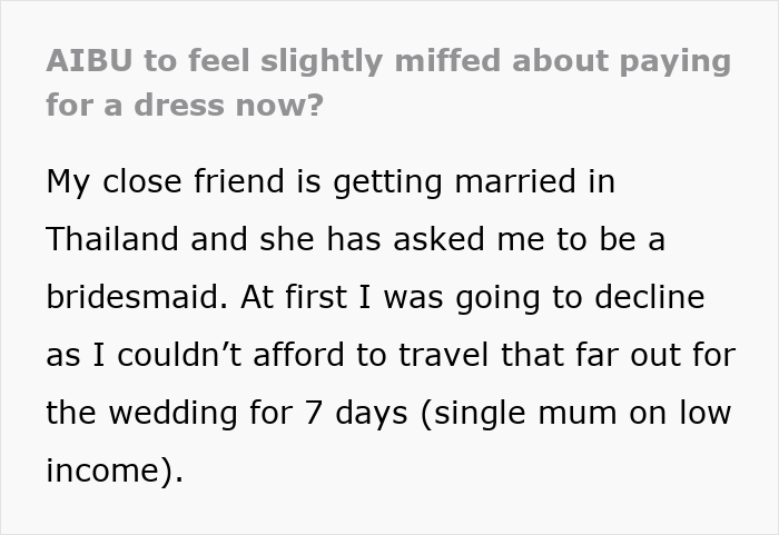 “In Shock”: Woman Is Upset After Bride-To-Be Asks Her To Pay For Her Own Bridesmaid’s Dress