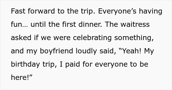 BF Brags About Covering Expenses For B-day Trip, Friends Shocked When GF Reveals She Was Behind It BF Brags About Covering Expenses For B-day Trip, Friends Shocked When GF Reveals She Was Behind It