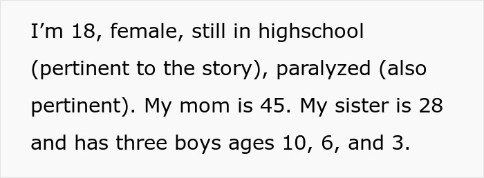 Woman Assumes Paralyzed Sister Can Babysit Her Kids Whenever, Gets A Reality Check Woman Assumes Paralyzed Sister Can Babysit Her Kids Whenever, Gets A Reality Check