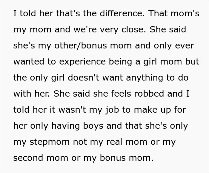 &#8220;[Am I The Jerk] For Not Giving My Stepmom The Experience Of Being A Girl Mom?”