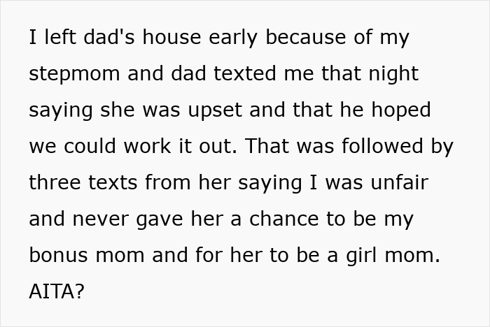 &#8220;[Am I The Jerk] For Not Giving My Stepmom The Experience Of Being A Girl Mom?”