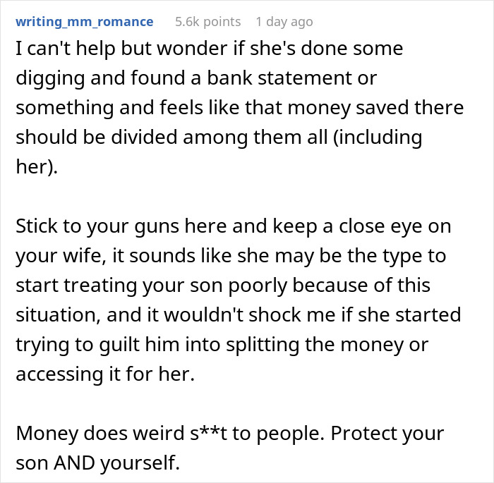 Man Protects His Son’s Savings From His Late Wife At All Costs Against Current Wife Man Protects His Son’s Savings From His Late Wife At All Costs Against Current Wife