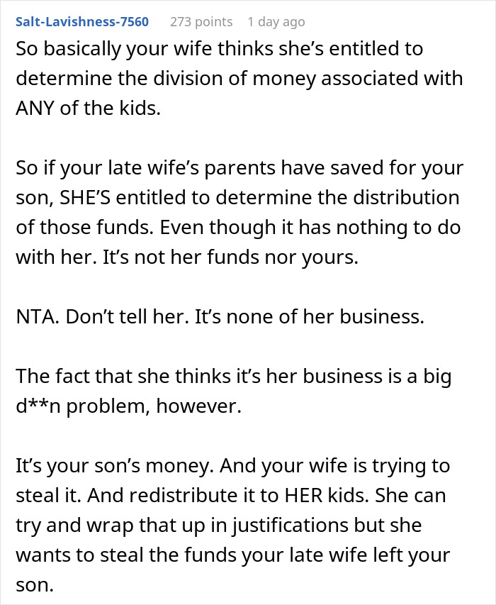 Man Protects His Son’s Savings From His Late Wife At All Costs Against Current Wife Man Protects His Son’s Savings From His Late Wife At All Costs Against Current Wife