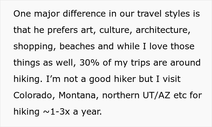Woman Likes To Hike, So Husband Plans A Surprise Trip, She Refuses After Looking It Up Online