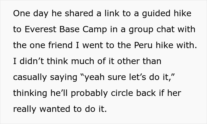 Woman Likes To Hike, So Husband Plans A Surprise Trip, She Refuses After Looking It Up Online