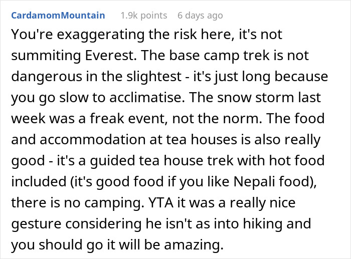 Woman Likes To Hike, So Husband Plans A Surprise Trip, She Refuses After Looking It Up Online