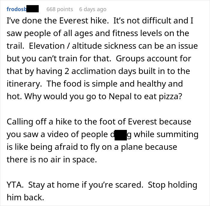 Woman Likes To Hike, So Husband Plans A Surprise Trip, She Refuses After Looking It Up Online