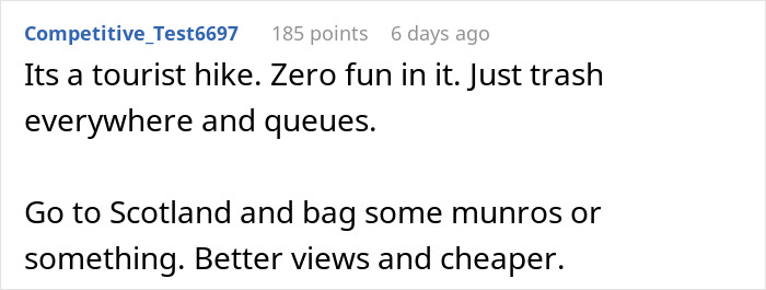 Woman Likes To Hike, So Husband Plans A Surprise Trip, She Refuses After Looking It Up Online