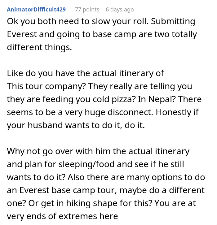 Woman Likes To Hike, So Husband Plans A Surprise Trip, She Refuses After Looking It Up Online