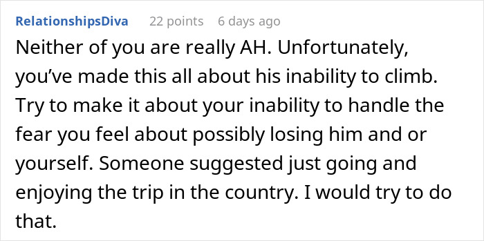 Woman Likes To Hike, So Husband Plans A Surprise Trip, She Refuses After Looking It Up Online