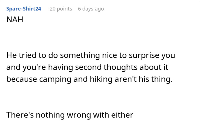 Woman Likes To Hike, So Husband Plans A Surprise Trip, She Refuses After Looking It Up Online