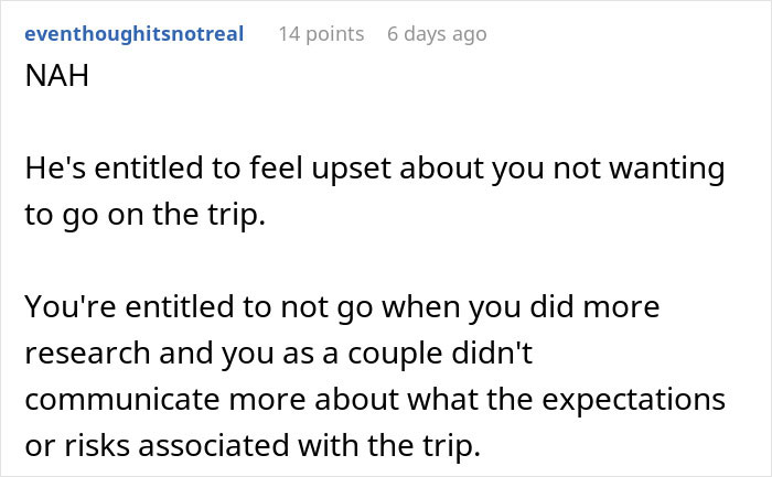 Woman Likes To Hike, So Husband Plans A Surprise Trip, She Refuses After Looking It Up Online