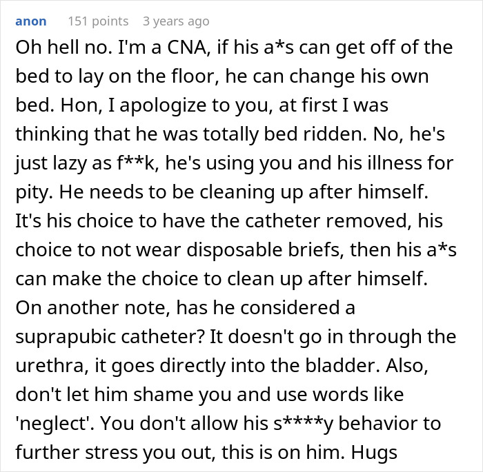 Wife Cleans Bed 40+ Times, Finally Stands Up For Herself As Hubby Refuses To Use Diapers Or Catheter