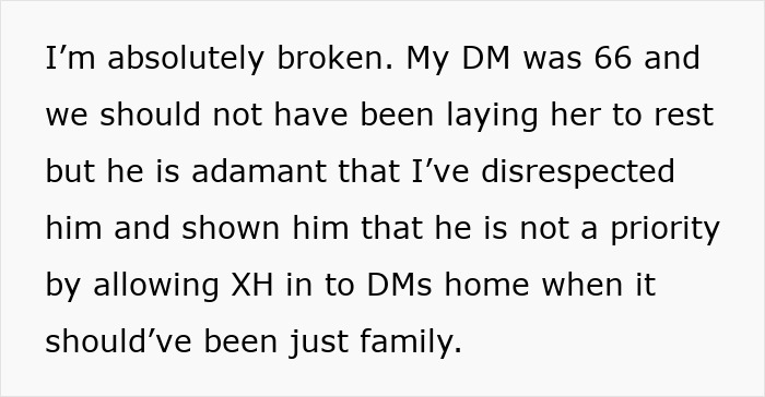 Hubby Makes MIL’s Death About Himself, Gets Fixated On Wife’s Ex Showing Up To The Funeral Hubby Makes MIL’s Death About Himself, Gets Fixated On Wife’s Ex Showing Up To The Funeral
