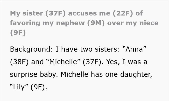 Woman’s Told She Prefers Nephew Over Difficult Niece, Learns She’s Not The Problem Actually Woman’s Told She Prefers Nephew Over Difficult Niece, Learns She’s Not The Problem Actually