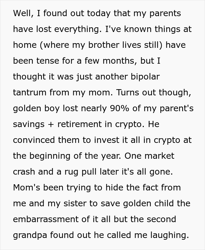Person And Grandpa Laugh At Parents After They Lose Everything By Spoiling Golden Child Person And Grandpa Laugh At Parents After They Lose Everything By Spoiling Golden Child