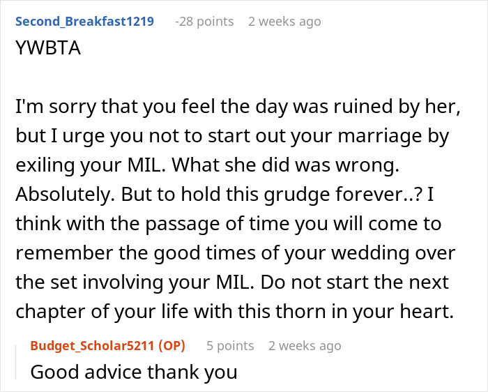 Bride Wants To Cut MIL Out Of Their Lives After She Selfishly Ruins Wedding Day Bride Wants To Cut MIL Out Of Their Lives After She Selfishly Ruins Wedding Day