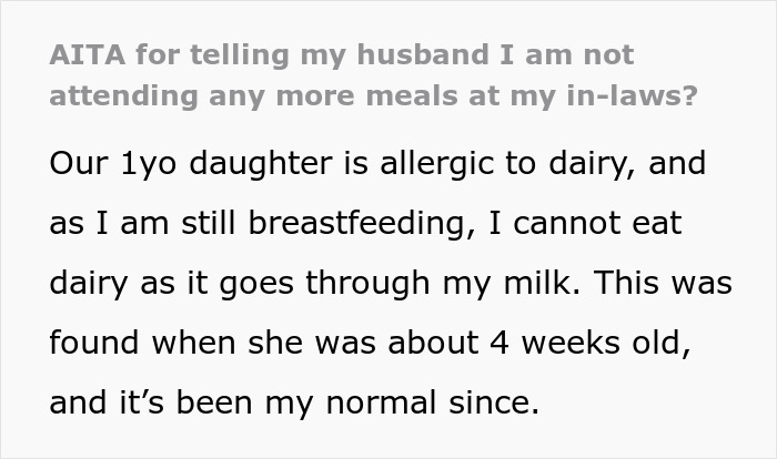 Woman Tells Husband She’s Done Attending In-Law Dinners After Being Left Without Food One Too Many Times Woman Tells Husband She’s Done Attending In-Law Dinners After Being Left Without Food One Too Many Times