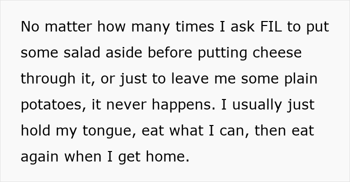 Woman Tells Husband She’s Done Attending In-Law Dinners After Being Left Without Food One Too Many Times Woman Tells Husband She’s Done Attending In-Law Dinners After Being Left Without Food One Too Many Times