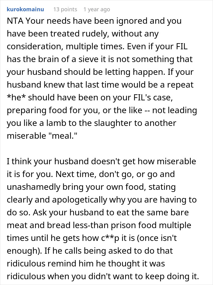 Woman Tells Husband She’s Done Attending In-Law Dinners After Being Left Without Food One Too Many Times Woman Tells Husband She’s Done Attending In-Law Dinners After Being Left Without Food One Too Many Times