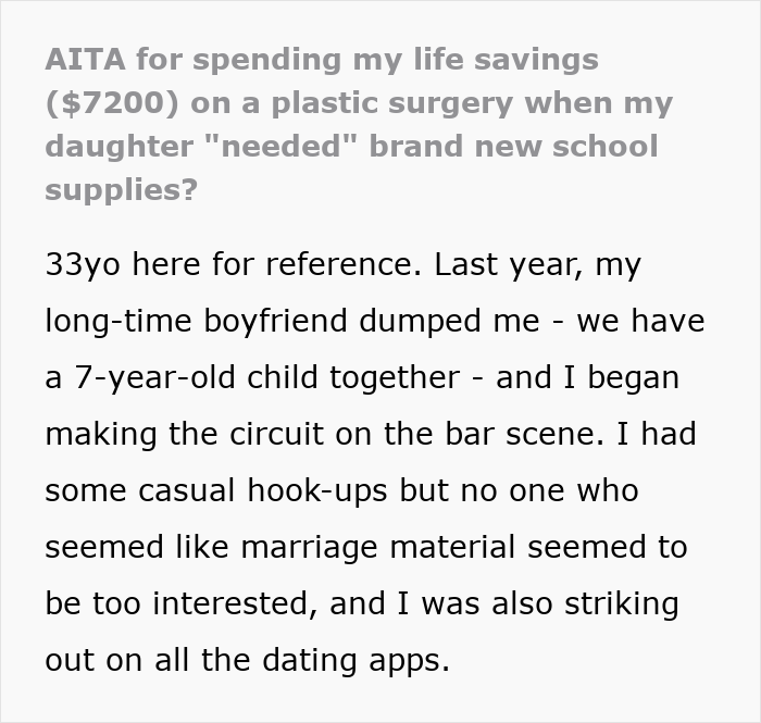 Single Mom Expects Support After Spending Thousands On Plastic Surgery, Gets A Brutal Reality Check Instead Single Mom Expects Support After Spending Thousands On Plastic Surgery, Gets A Brutal Reality Check Instead