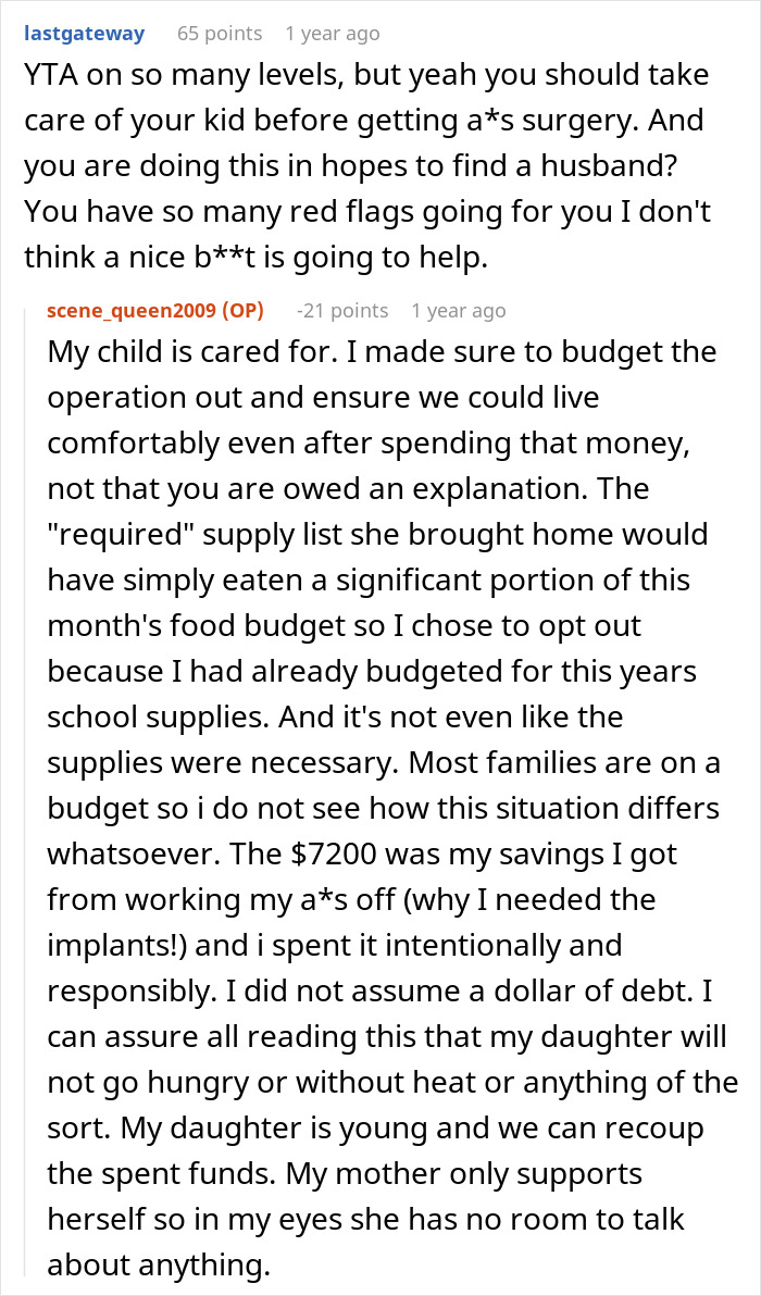 Single Mom Expects Support After Spending Thousands On Plastic Surgery, Gets A Brutal Reality Check Instead Single Mom Expects Support After Spending Thousands On Plastic Surgery, Gets A Brutal Reality Check Instead