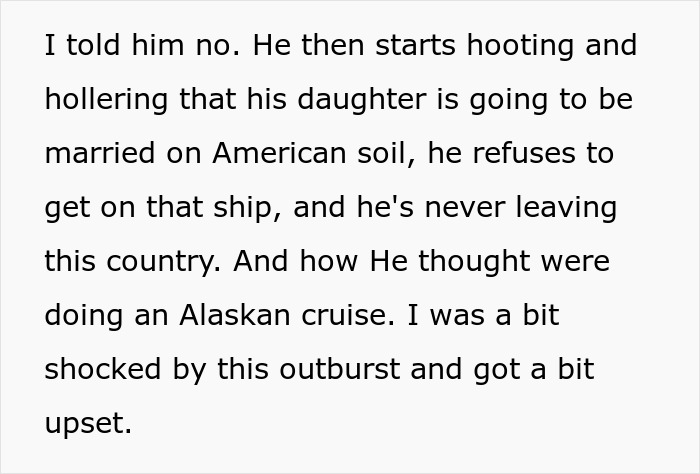 “He’s A Little Much”: Bride’s Father Refuses To Attend Wedding Because It’s Not On ‘American Soil’ “He’s A Little Much”: Bride’s Father Refuses To Attend Wedding Because It’s Not On ‘American Soil’