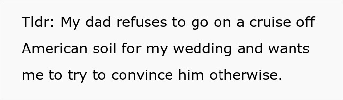 “He’s A Little Much”: Bride’s Father Refuses To Attend Wedding Because It’s Not On ‘American Soil’ “He’s A Little Much”: Bride’s Father Refuses To Attend Wedding Because It’s Not On ‘American Soil’