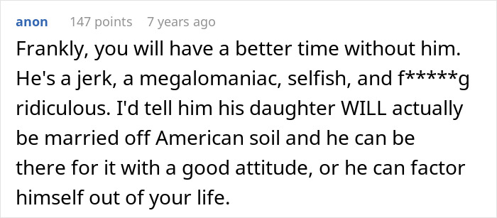 “He’s A Little Much”: Bride’s Father Refuses To Attend Wedding Because It’s Not On ‘American Soil’ “He’s A Little Much”: Bride’s Father Refuses To Attend Wedding Because It’s Not On ‘American Soil’
