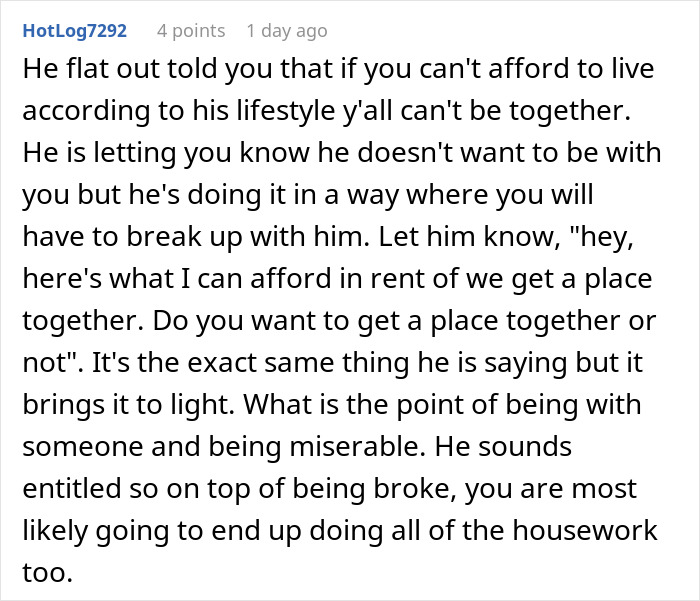 Man With $350K Salary Tells Girlfriend To Find A Better Job After She Can’t Afford Half The Rent