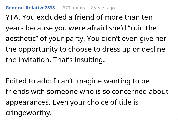 “She Would Ruin The Aesthetic”: Woman Defends Excluding Friend From Extravagant Ball, Gets A Reality Check “She Would Ruin The Aesthetic”: Woman Defends Excluding Friend From Extravagant Ball, Gets A Reality Check
