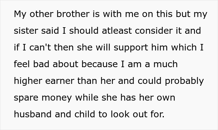Family Drama Escalates As “Golden Child” Refuses To Fund Lazy Bro For “Emotionally Damaging” Him Family Drama Escalates As “Golden Child” Refuses To Fund Lazy Bro For “Emotionally Damaging” Him