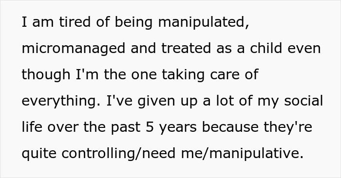 Manipulative Parents Keep Exploiting 30YO Daughter Financially And Emotionally, She Wants Out Manipulative Parents Keep Exploiting 30YO Daughter Financially And Emotionally, She Wants Out