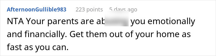 Manipulative Parents Keep Exploiting 30YO Daughter Financially And Emotionally, She Wants Out Manipulative Parents Keep Exploiting 30YO Daughter Financially And Emotionally, She Wants Out