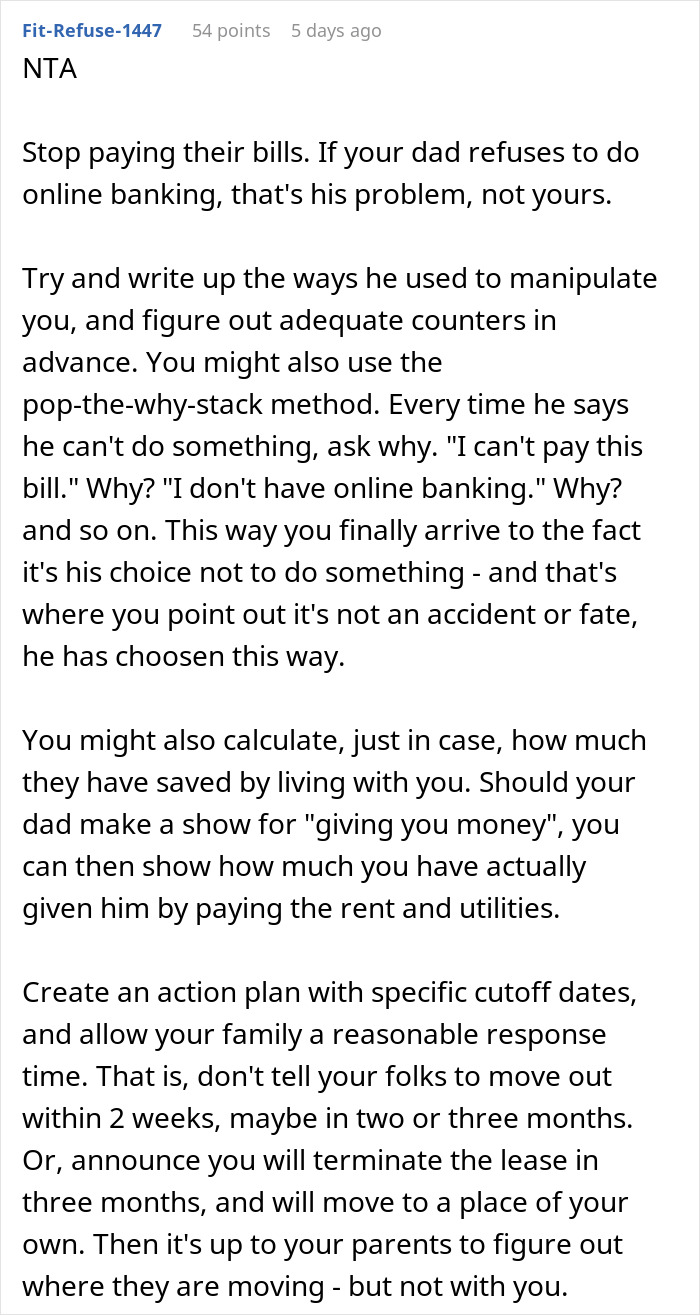 Manipulative Parents Keep Exploiting 30YO Daughter Financially And Emotionally, She Wants Out Manipulative Parents Keep Exploiting 30YO Daughter Financially And Emotionally, She Wants Out