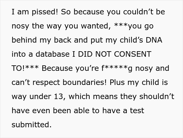 Mom Furious After Her Mother Secretly Makes Her Kid Take A DNA Test For ‘Family Gossip’ Mom Furious After Her Mother Secretly Makes Her Kid Take A DNA Test For ‘Family Gossip’