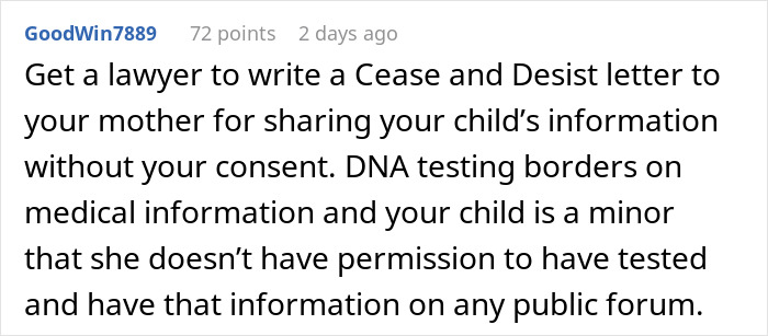 Mom Furious After Her Mother Secretly Makes Her Kid Take A DNA Test For ‘Family Gossip’ Mom Furious After Her Mother Secretly Makes Her Kid Take A DNA Test For ‘Family Gossip’