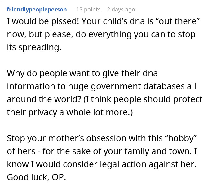 Mom Furious After Her Mother Secretly Makes Her Kid Take A DNA Test For ‘Family Gossip’ Mom Furious After Her Mother Secretly Makes Her Kid Take A DNA Test For ‘Family Gossip’