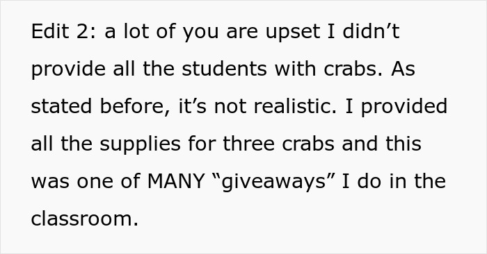 Teacher Gives Kids Hermit Crabs As Pets, Faces Backlash From Parent After One Of Them Dies Teacher Gives Kids Hermit Crabs As Pets, Faces Backlash From Parent After One Of Them Dies