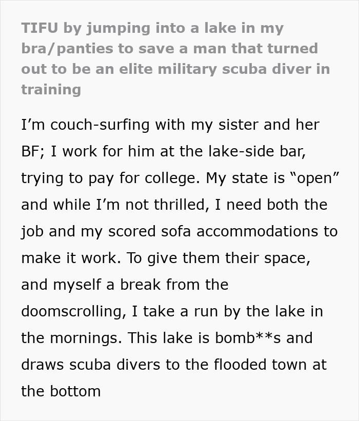 Embarrassed Woman Strips To Her Undies To Save A Drowning Man, Gets A Date Out Of It Instead Embarrassed Woman Strips To Her Undies To Save A Drowning Man, Gets A Date Out Of It Instead