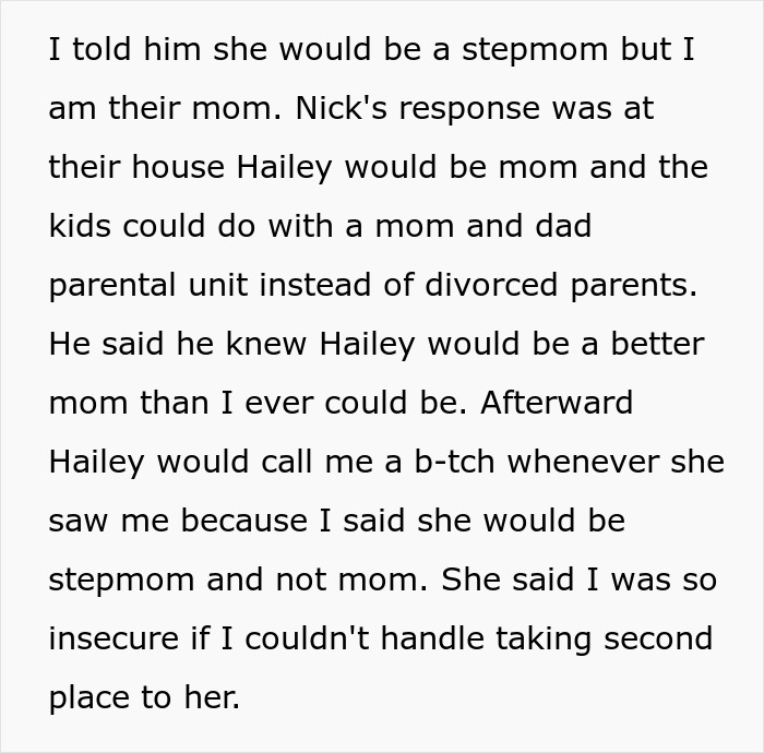 Woman Shocked By Ex’s Absurd Demand About Their Kids And His New Wife, Slams Him With A Hard “No” Woman Shocked By Ex’s Absurd Demand About Their Kids And His New Wife, Slams Him With A Hard “No”