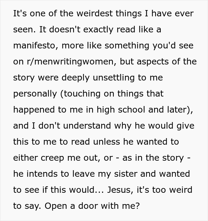 SIL Agrees To Read BIL’s Book, Finds Herself As The Obsession In His Story And Freaks Out SIL Agrees To Read BIL’s Book, Finds Herself As The Obsession In His Story And Freaks Out