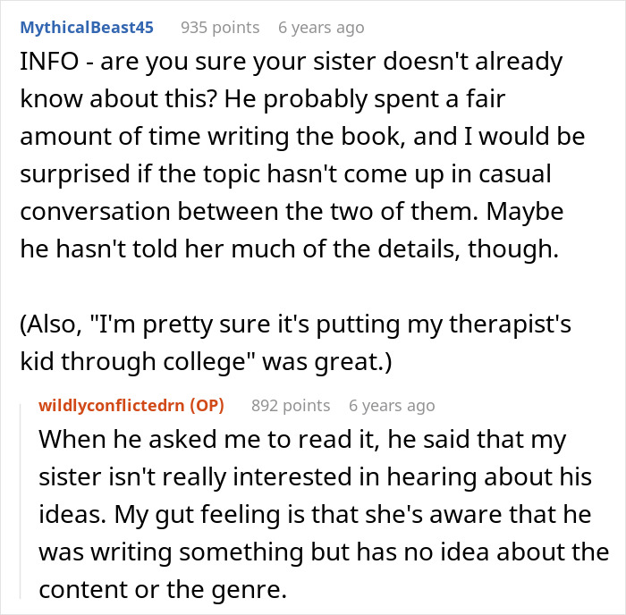 SIL Agrees To Read BIL’s Book, Finds Herself As The Obsession In His Story And Freaks Out SIL Agrees To Read BIL’s Book, Finds Herself As The Obsession In His Story And Freaks Out