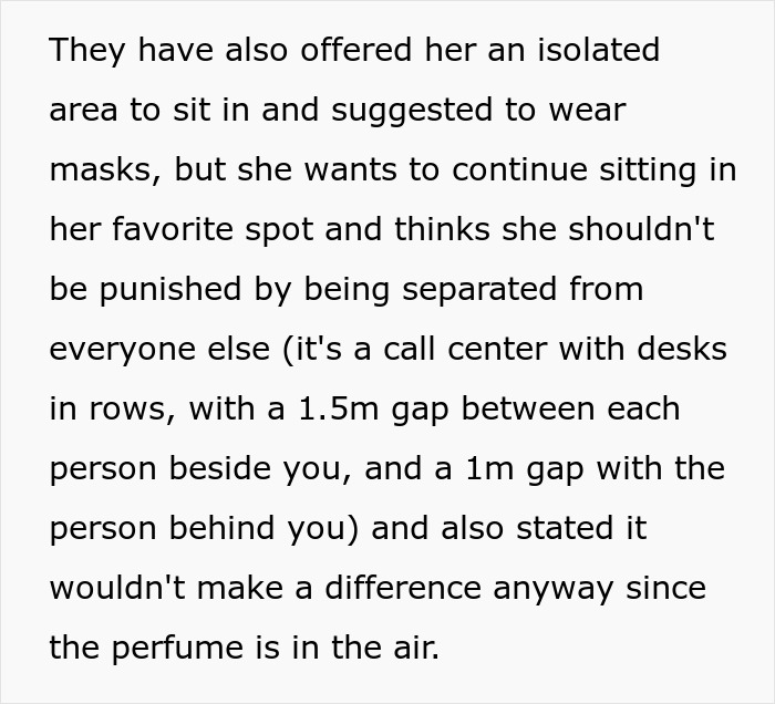 Woman Rejects Solutions To Her Allergies, Continues Complaining About Coworkers To Management Woman Rejects Solutions To Her Allergies, Continues Complaining About Coworkers To Management