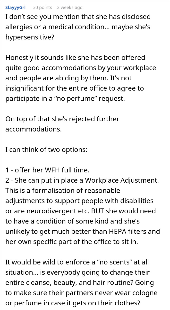 Woman Rejects Solutions To Her Allergies, Continues Complaining About Coworkers To Management Woman Rejects Solutions To Her Allergies, Continues Complaining About Coworkers To Management
