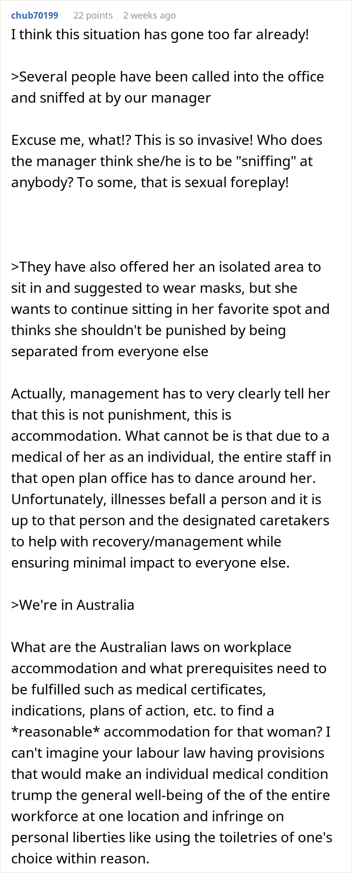 Woman Rejects Solutions To Her Allergies, Continues Complaining About Coworkers To Management Woman Rejects Solutions To Her Allergies, Continues Complaining About Coworkers To Management