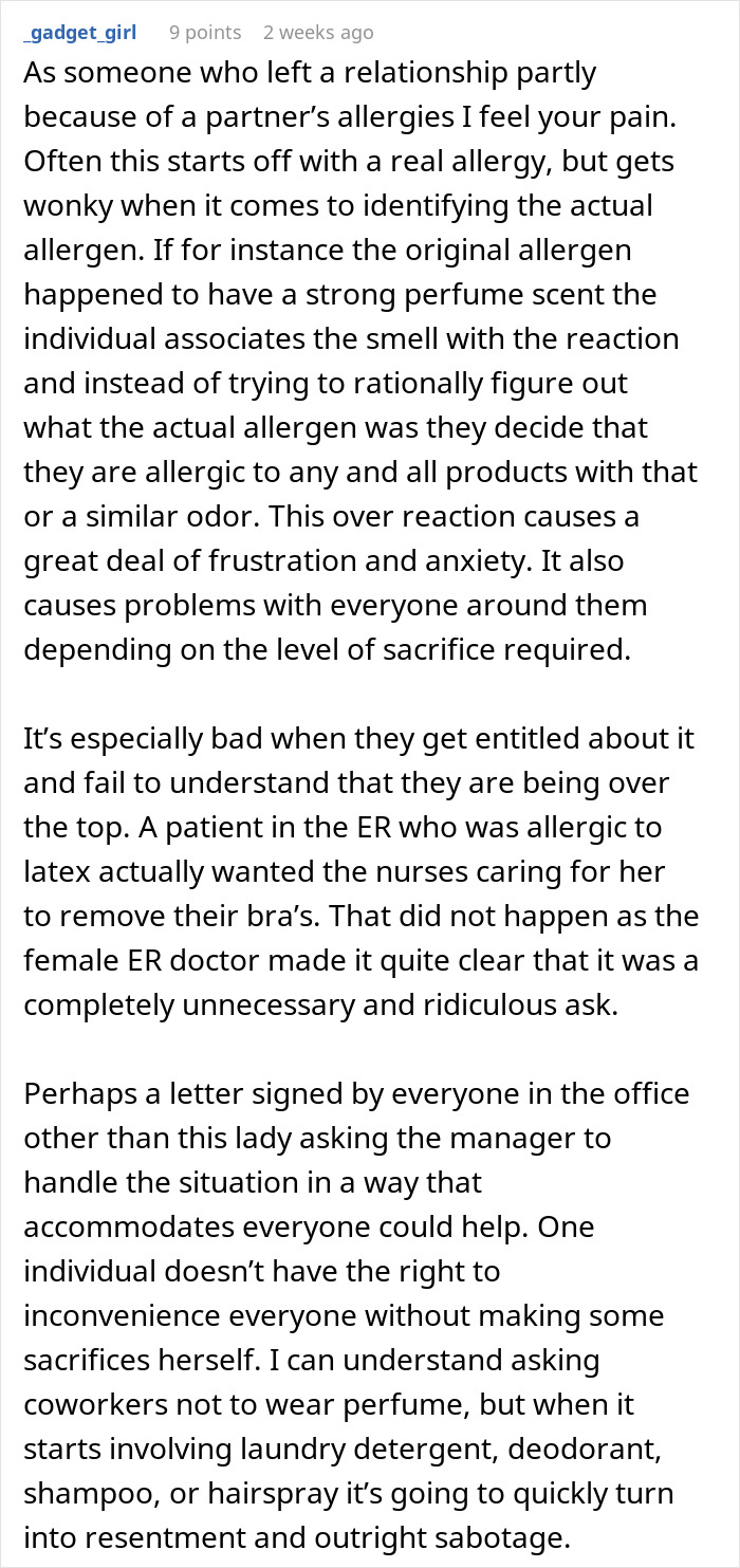 Woman Rejects Solutions To Her Allergies, Continues Complaining About Coworkers To Management Woman Rejects Solutions To Her Allergies, Continues Complaining About Coworkers To Management