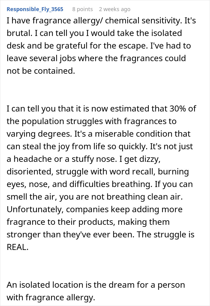 Woman Rejects Solutions To Her Allergies, Continues Complaining About Coworkers To Management Woman Rejects Solutions To Her Allergies, Continues Complaining About Coworkers To Management